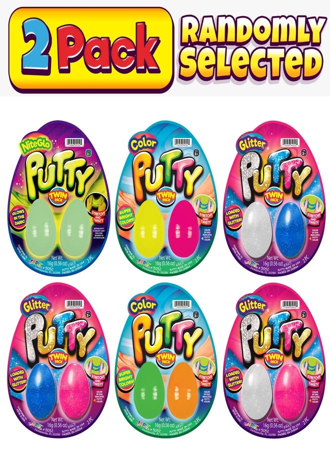 JA-RU Glitter, Neon Colored, & Glow in The Dark Slime Putty Egg (2 Pack, 2 Eggs Each) - Stretchy Sensory Putty for Kids, Stress Relief Toy, Mini Slime Party Favors. 5052-2s - Image 2